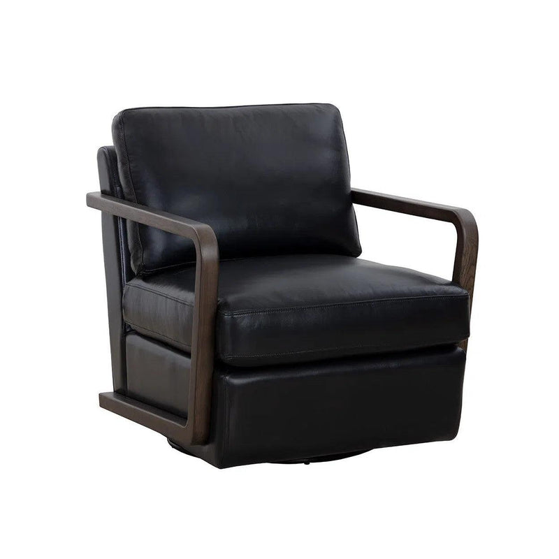 Castell Leather Upholstered Swivel Lounge Chair