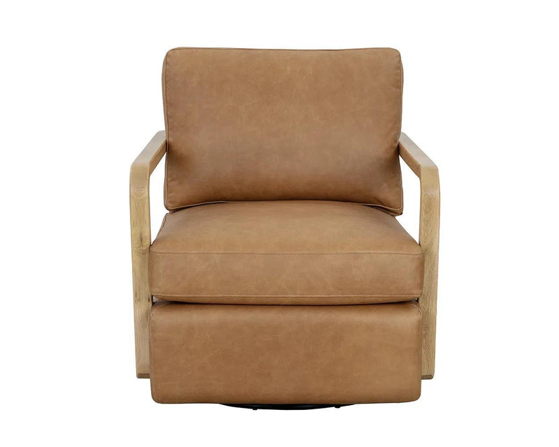 Castell Leather Upholstered Swivel Lounge Chair