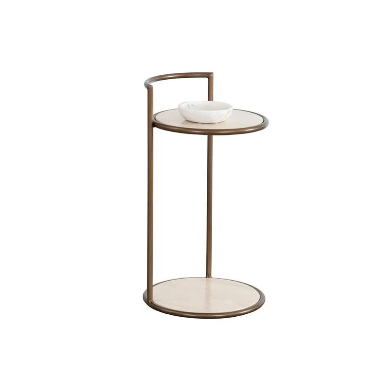 Parga Steel Framed Concrete Outdoor Round End Table