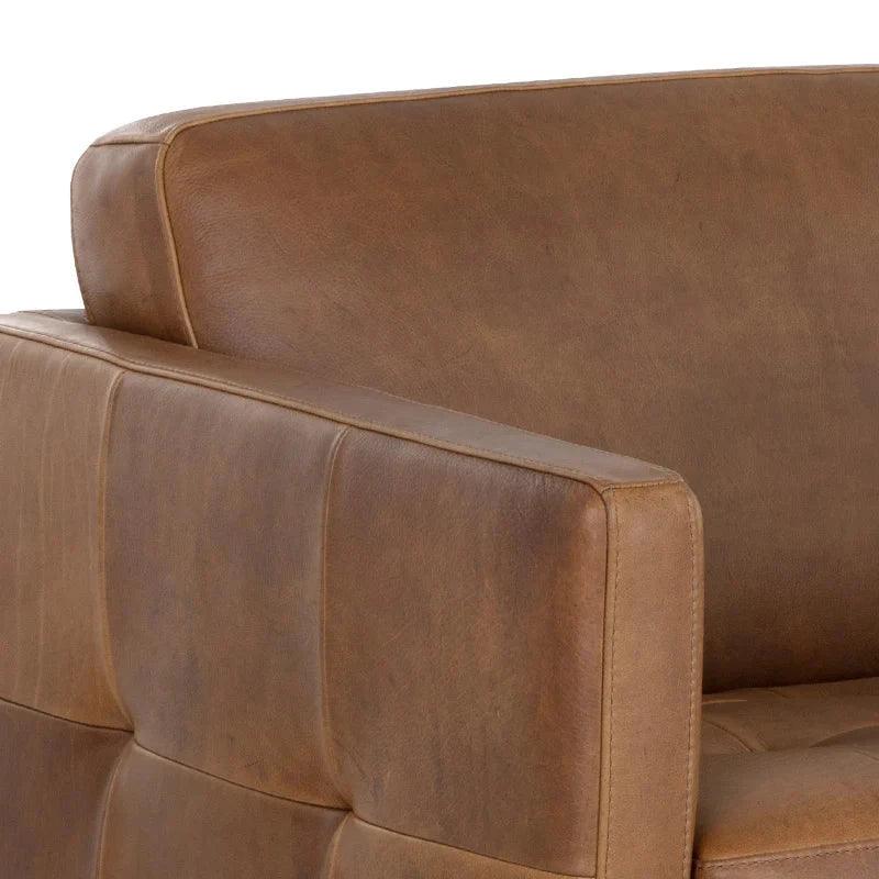 Karmelo Sofa Cognac Leather Mid-Century Design