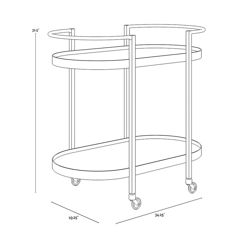 Elegant KOEN Bar Cart With Black Shelves And Brass Frame