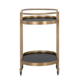 Elegant KOEN Bar Cart With Black Shelves And Brass Frame