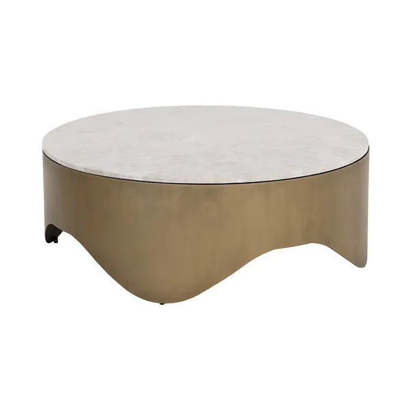 Guinevere White Marble Topped Round Coffee Table