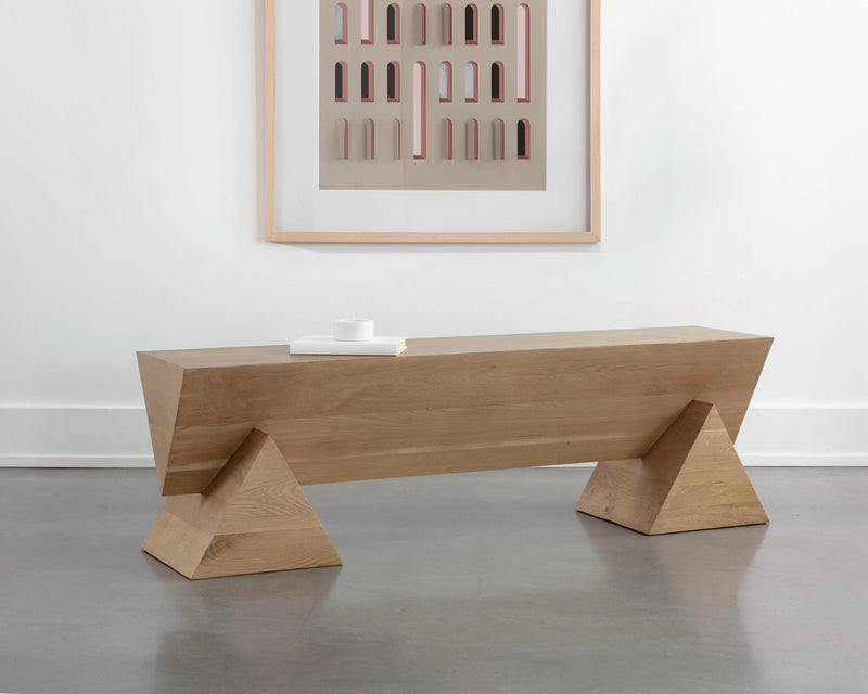 Gregor Unique Angular Framed Wooden Backless Bench