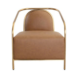 Cicero Lounge Chair Faux Leather Gold Frame Modern Design