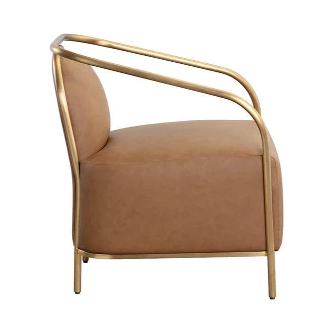 Cicero Lounge Chair Faux Leather Gold Frame Modern Design