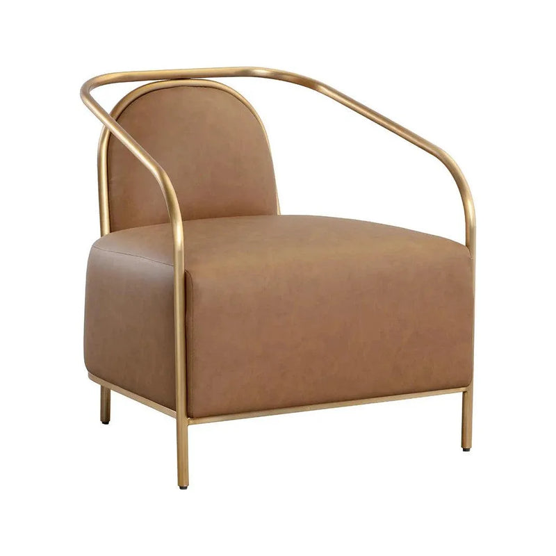 Cicero Lounge Chair Faux Leather Gold Frame Modern Design