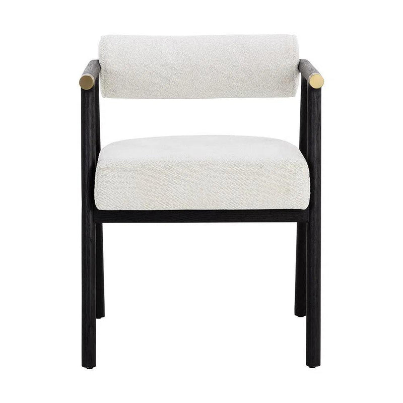 Sova Dining Armchair Modern White Boucle With Oak Frame