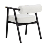 Sova Dining Armchair Modern White Boucle With Oak Frame