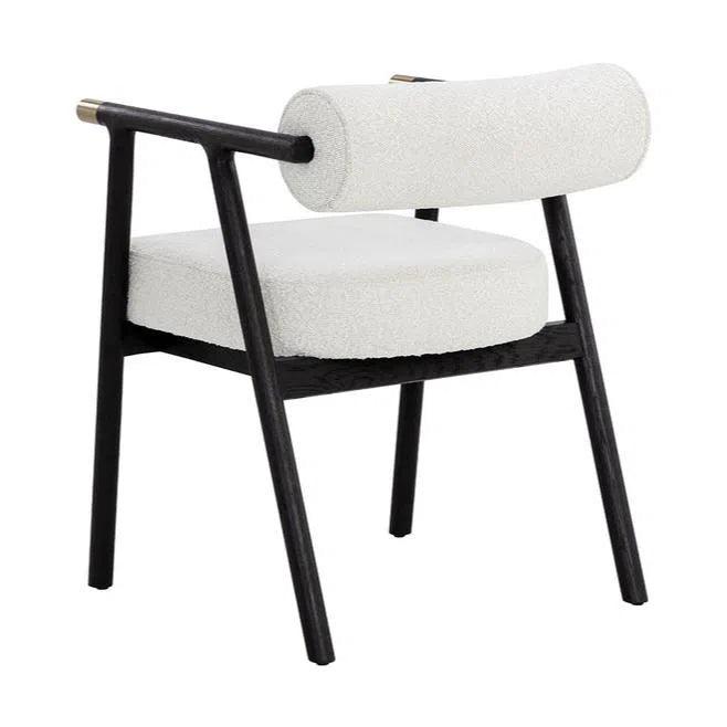 Sova Dining Armchair Modern White Boucle With Oak Frame