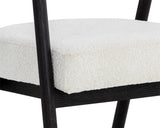 Sova Dining Armchair Modern White Boucle With Oak Frame