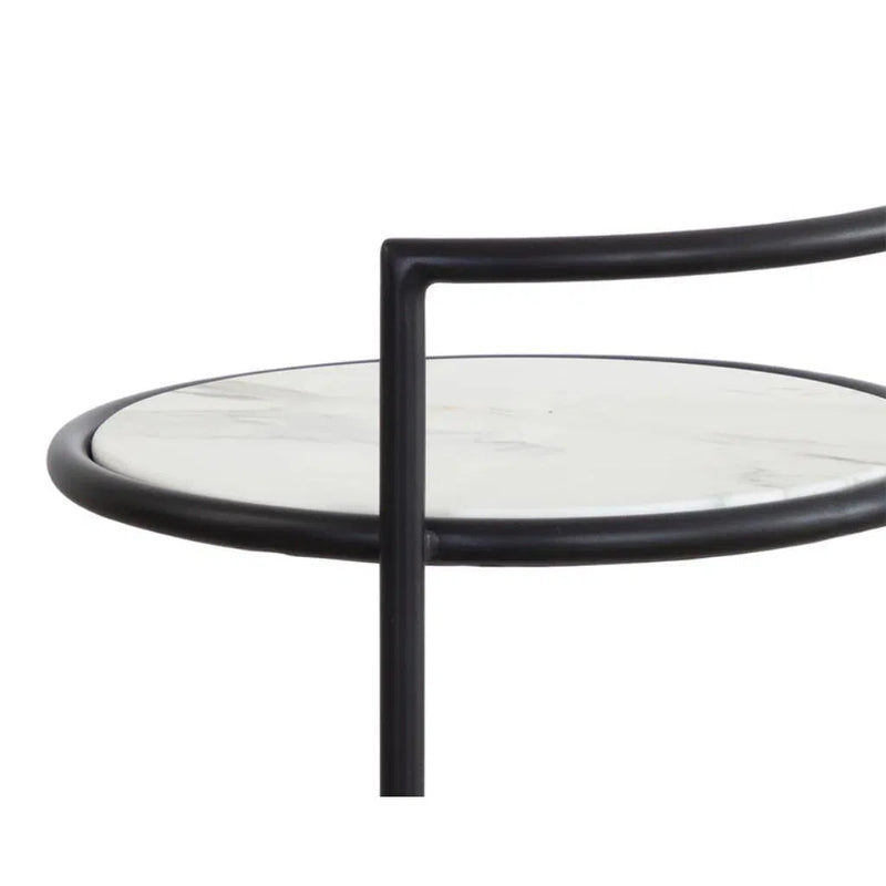 Parga Steel Framed Concrete Outdoor Round End Table