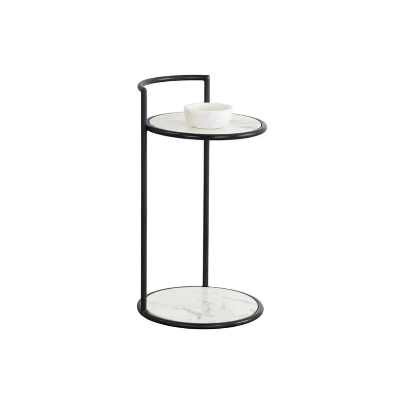 Parga Steel Framed Concrete Outdoor Round End Table