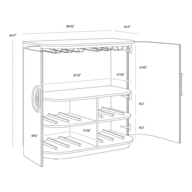 Dresden Leather Upholstered Bar Cabinet