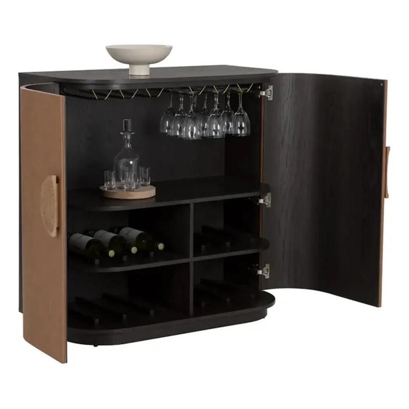 Dresden Leather Upholstered Bar Cabinet