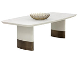 Calida Dining Table 98" Contemporary Cream Faux Leather