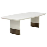 Calida Dining Table 98" Contemporary Cream Faux Leather