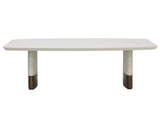 Calida Dining Table 98" Contemporary Cream Faux Leather