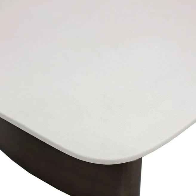 Calida Dining Table 98" Contemporary Cream Faux Leather