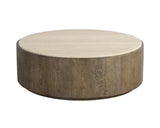 Oberon Wooden Travertine Round Coffee Table