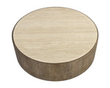 Oberon Wooden Travertine Round Coffee Table