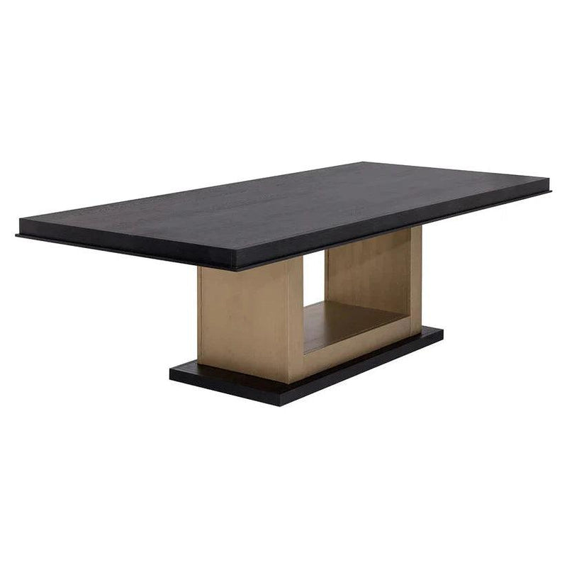 Judson Dining Table Modern Black Wood With Brass Finish