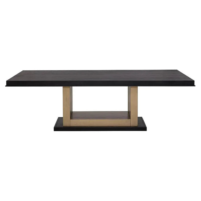 Judson Dining Table Modern Black Wood With Brass Finish