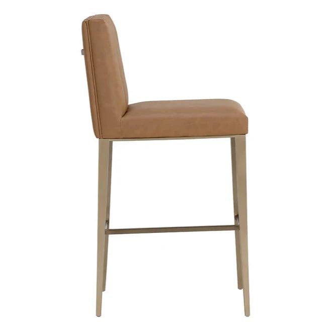 Wilbur Barstool Milliken Cognac Modern Faux Leather Seating