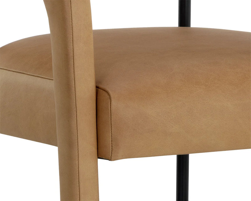 Mavia Dining Armchair Modern Sesame Leather Chair