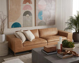 Ira Sofa Camel Leather Modern Design With Gold Base