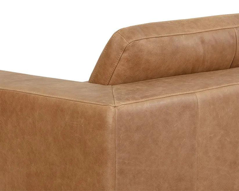 Ira Sofa Camel Leather Modern Design With Gold Base