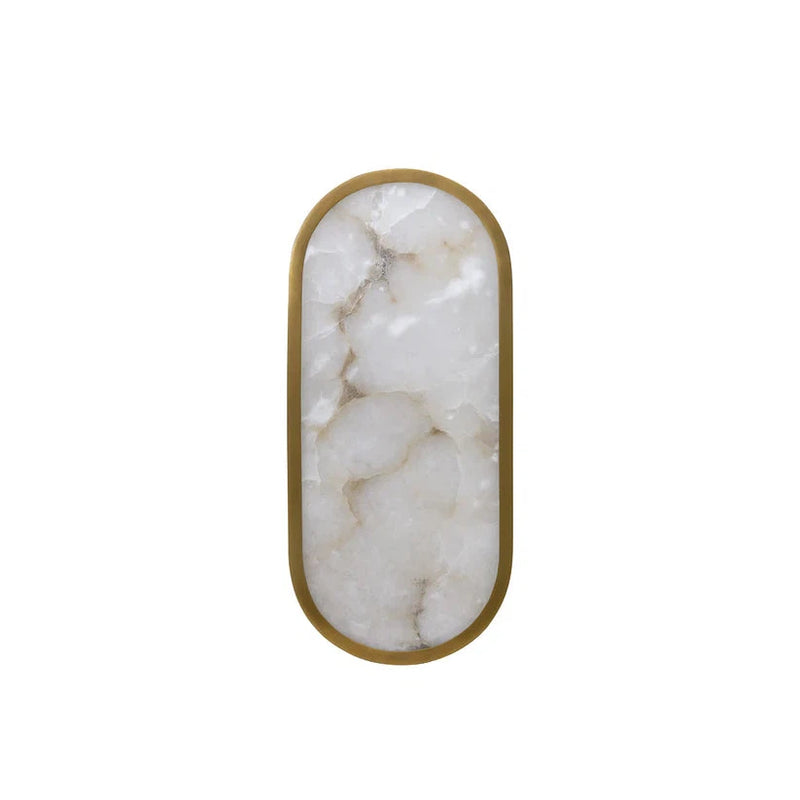 Sidra Sconce Alabaster Wall Light with Antique Brass Finish