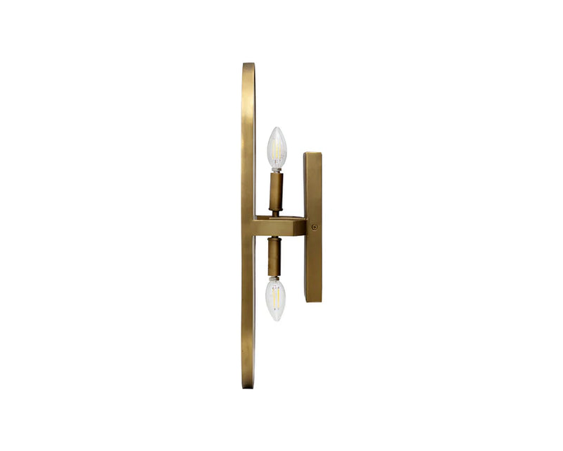 Sidra Sconce Alabaster Wall Light with Antique Brass Finish