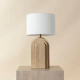 Ancona Table Lamp Handcrafted With Natural Travertine