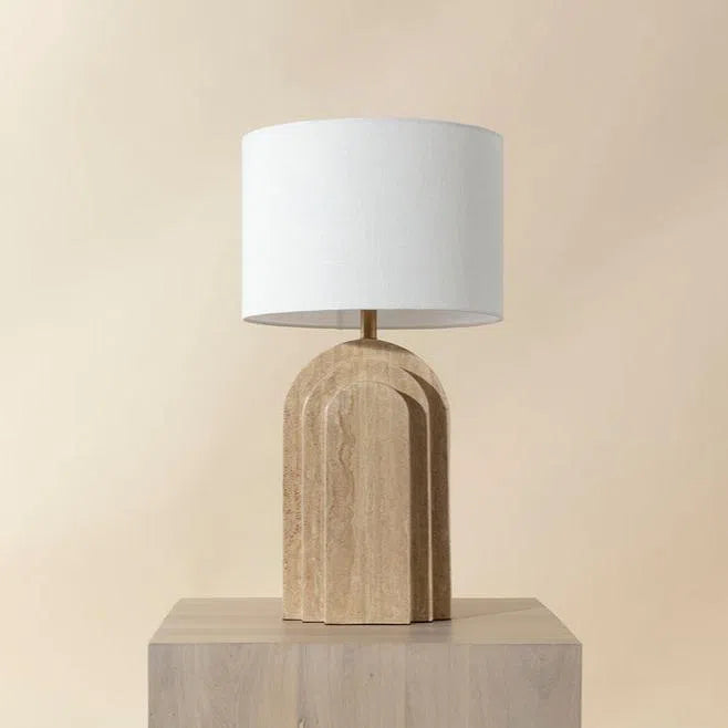 Ancona Table Lamp Handcrafted With Natural Travertine