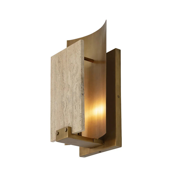 Ciana Sconce Modern Brass Wall Light With Travertine