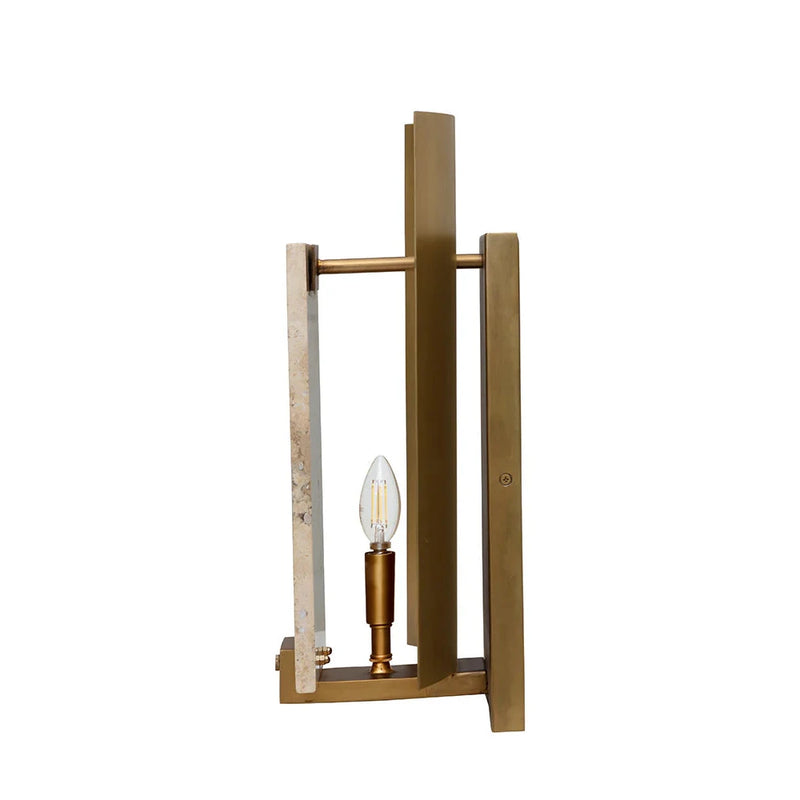 Ciana Sconce Modern Brass Wall Light With Travertine