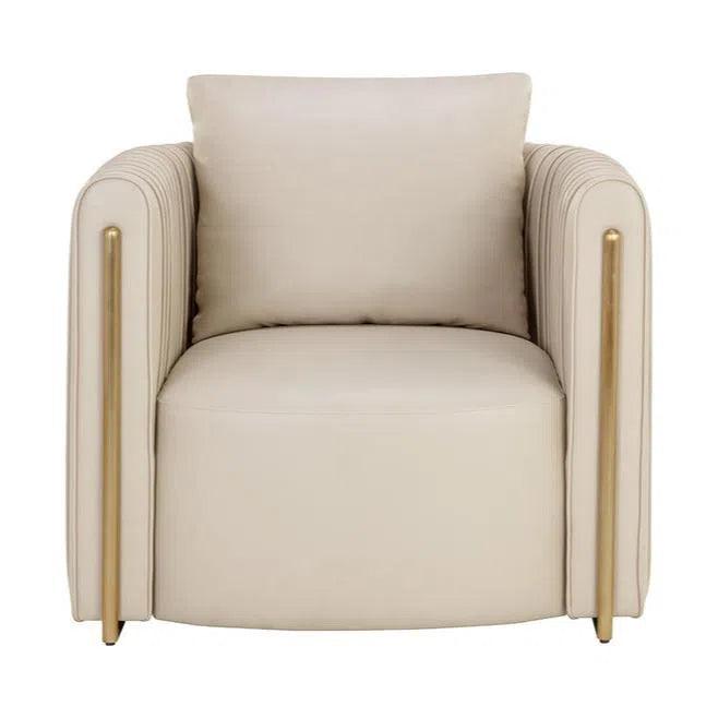 Alix Lounge Chair Napa Beige Faux Leather Gold Accents