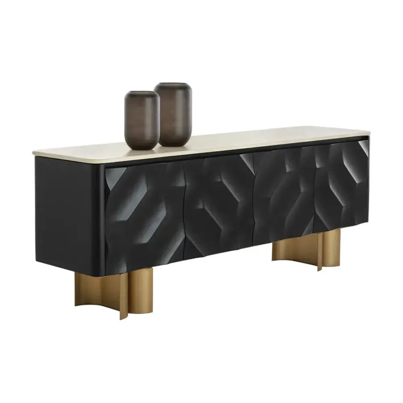 Lautrec Marble Topped Black Sideboard