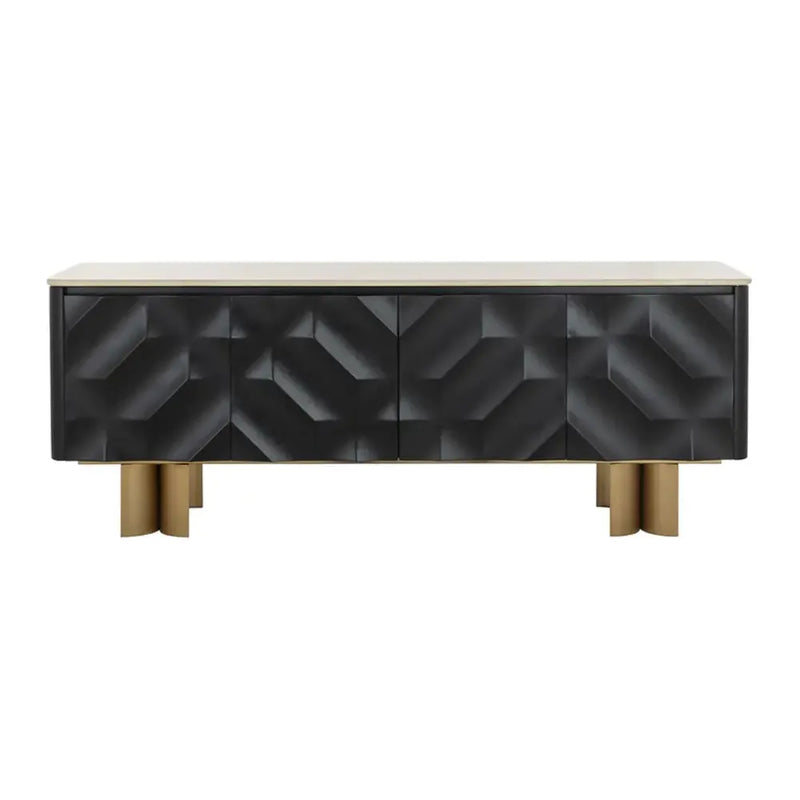 Lautrec Marble Topped Black Sideboard