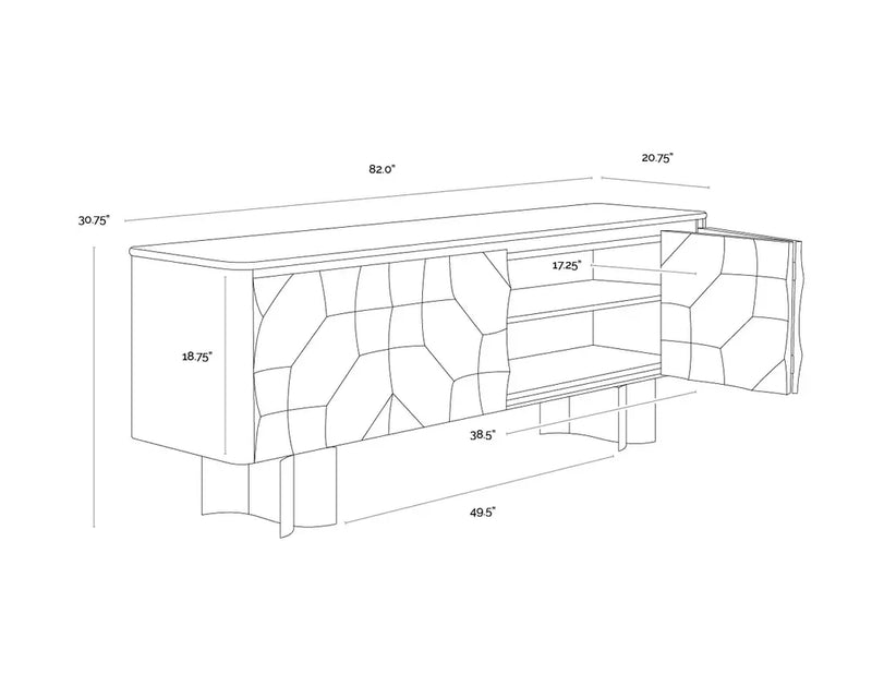 Lautrec Marble Topped Black Sideboard