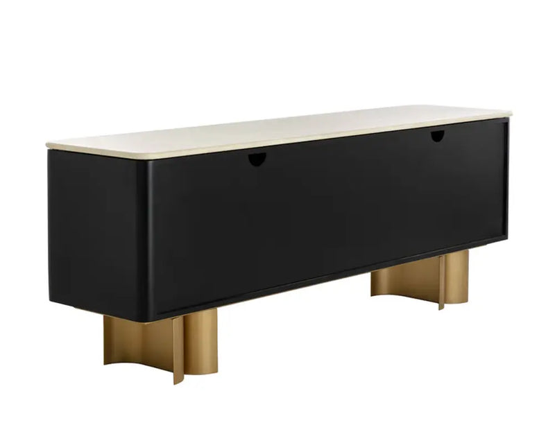 Lautrec Marble Topped Black Sideboard