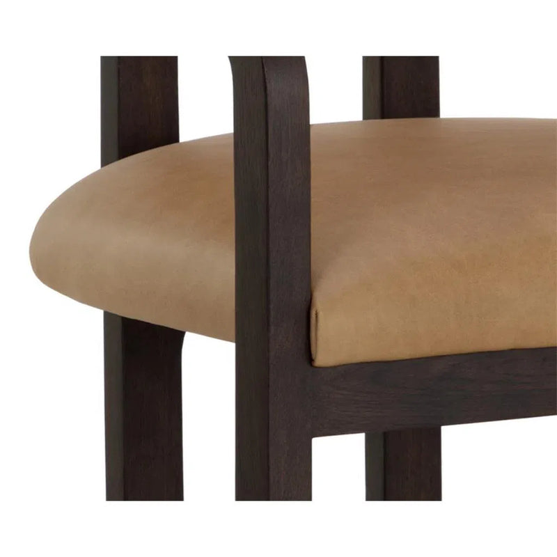 Madrone Leather Upholstered Eye Catching Dining Armchair