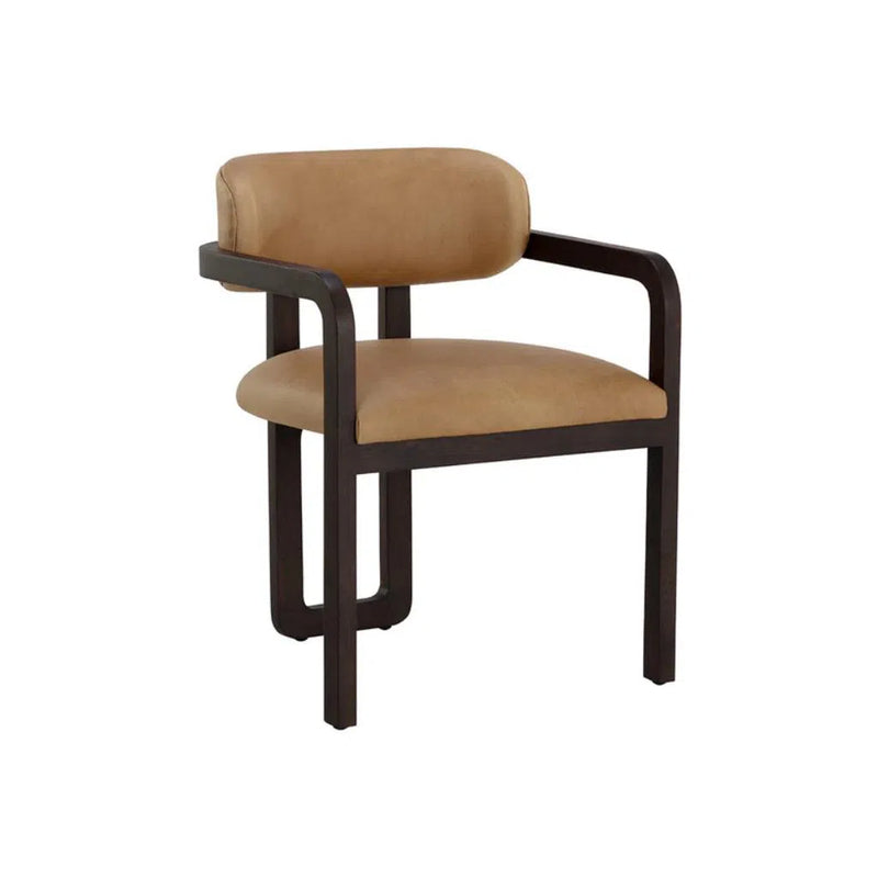 Madrone Leather Upholstered Eye Catching Dining Armchair