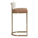 Larissa Barstool - Modern Napa Cognac Faux Leather Seat