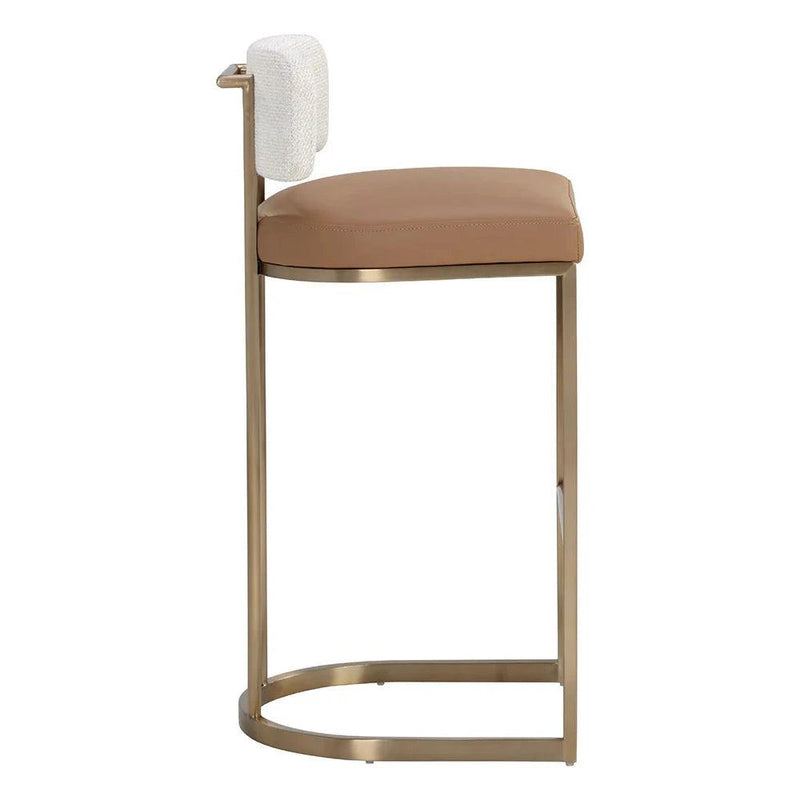 Larissa Barstool - Modern Napa Cognac Faux Leather Seat