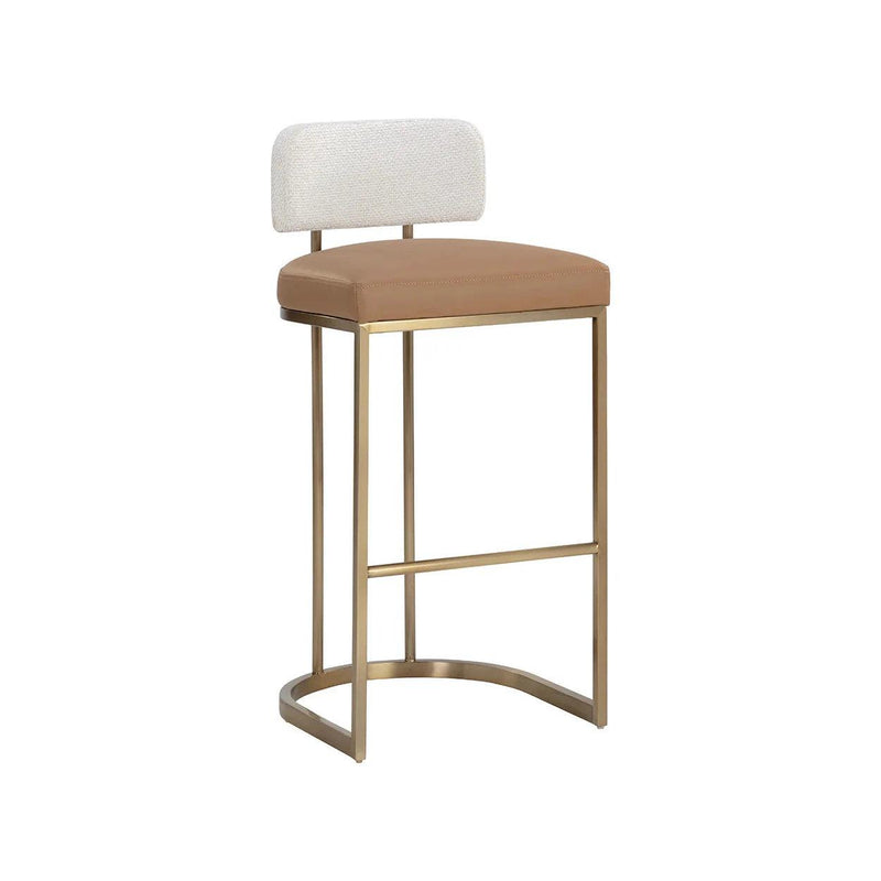 Larissa Barstool - Modern Napa Cognac Faux Leather Seat