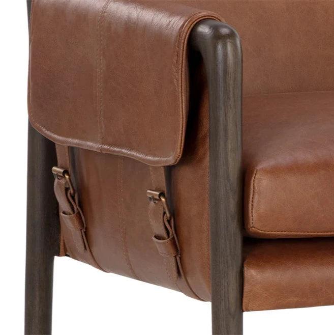 Mauti Counter Stool Brown Leather With Gold Metal Caps