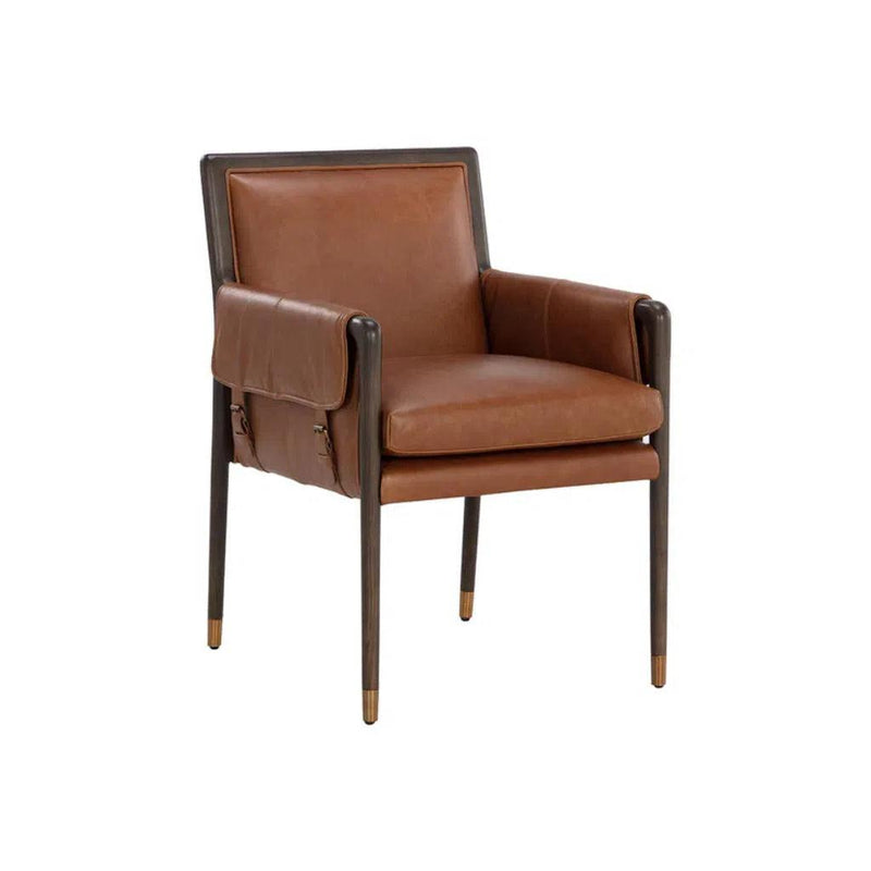 Mauti Leather Upholstered Modern Dining Armchair