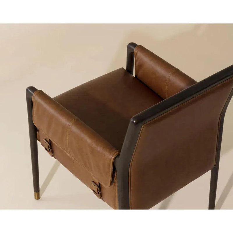 Mauti Leather Upholstered Modern Dining Armchair